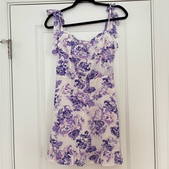 Aqua Purple and White Floral Dress - Picture 4 of 13